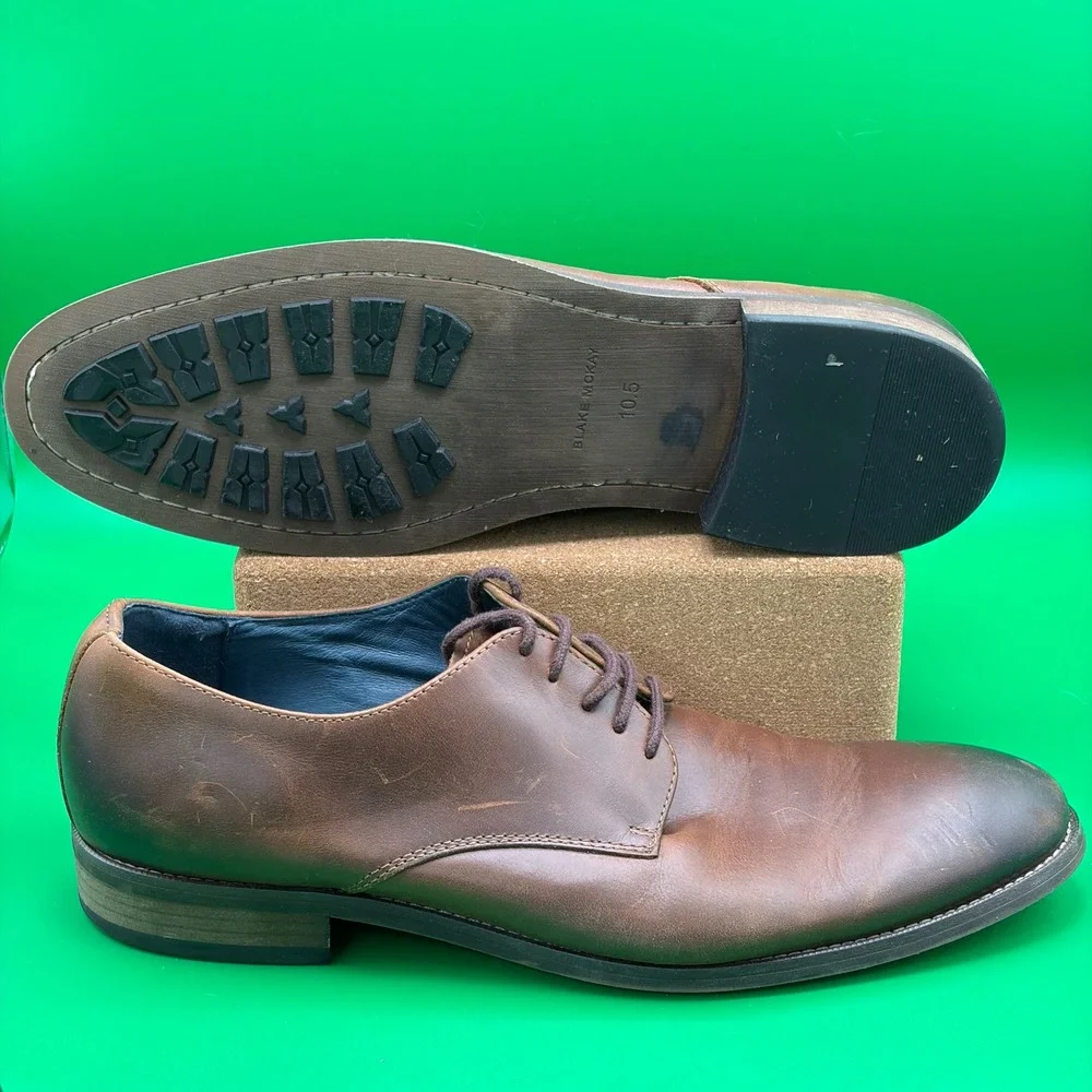 Blake McKay York Oxford Mens 10.5 Brown Leather Plain Toe Derby Dress Shoes